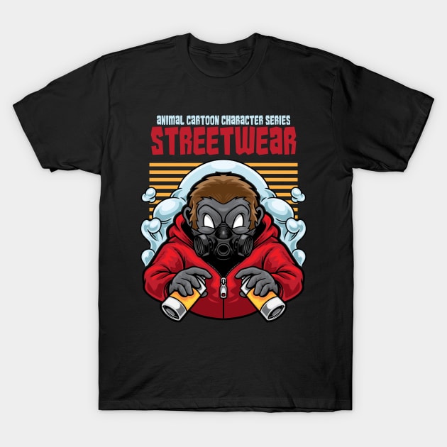 Monkey Urban Street Cartoon Illustration T-Shirt by dailycreativo